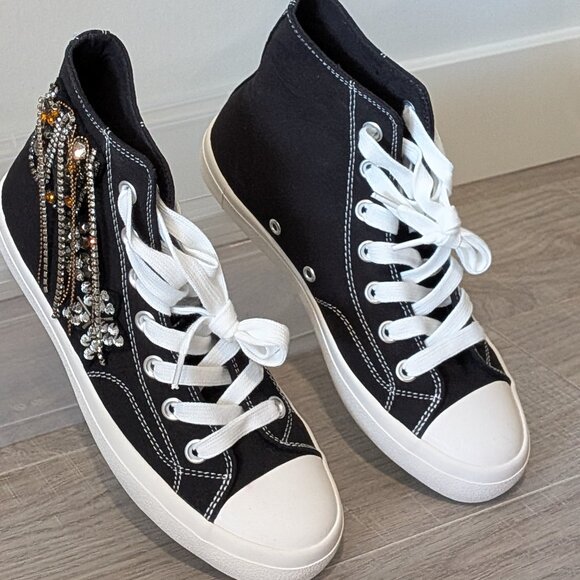 NWT Lauren Lorraine Black Jewel Sheena High Top Sneakers 7 - Picture 2 of 8